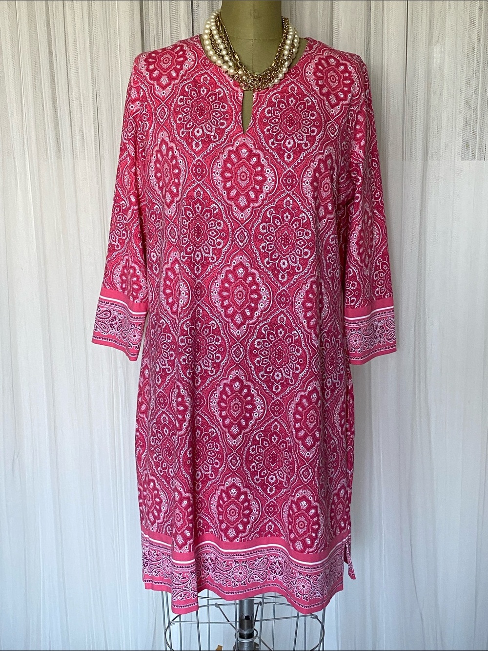 Coolibar UV 50 Protection Printed Tunic Dress 3/4 Sleeves Size L